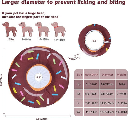 Comfortable Adjustable Soft Dog Cone for Recovery, Washable Elizabethan Collar for Dogs and Cats, Stops Licking Wounds (Donut Brown, S)