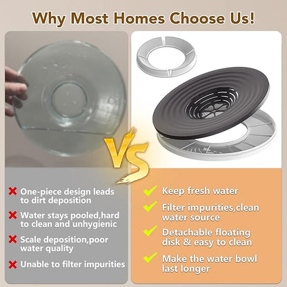 UPSKY Dog Water Bowl No Spill 8L Stainless Steel, 2.1 Gallon Large Capacity Spill-Proof Dog Bowls, Non-Slip Slow Drinking Anti-Splash Bowl for Large Messy Drinkers, No Mess Indoor/Outdoor Use, Black