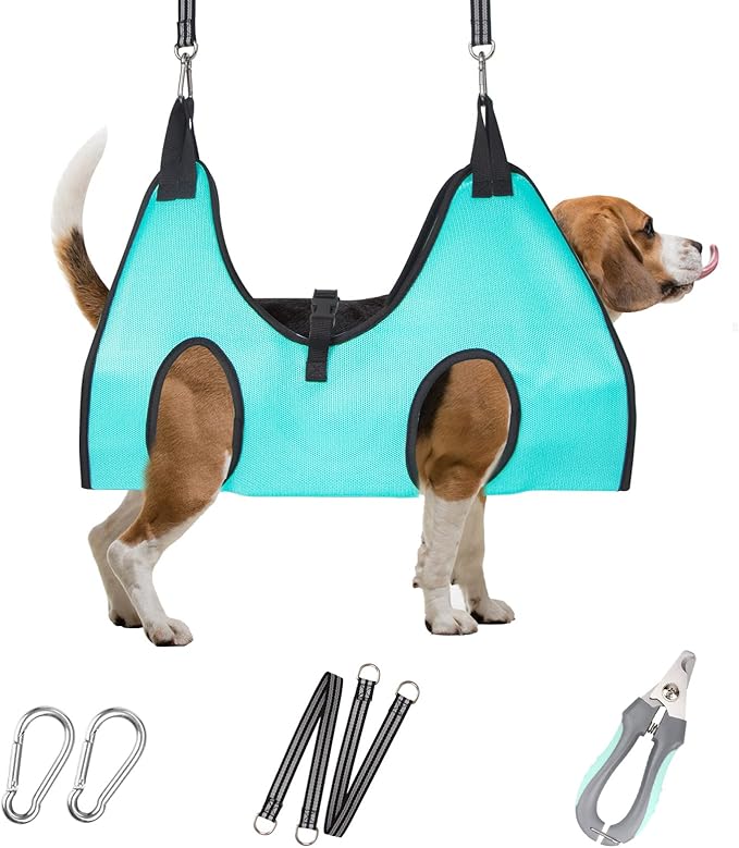 ATESON Dog Grooming Hammock - Upgrade Pet Grooming Harness for Nail Trimming (M 40lb), Dog Sling for Nail Clipping, Dog Hanging Holder Hanger for Cutting Nail with Nail Clippers
