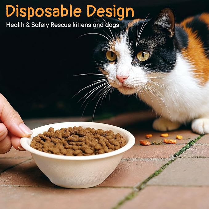 200 Pcs Disposable Pet Bowls Bulk 8 Oz Travel Paper Food Bowls for Small Dogs Puppy Cat, Leakproof Pet Feeding and Watering Supplies 1 Cup