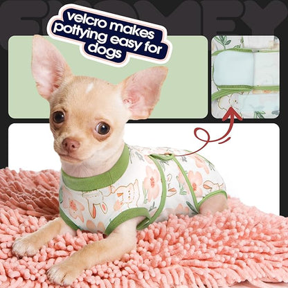 FUAMEY Dog Recovery Suit Male,Dogs Surgery Neuter Suits Puppy Spay Shirts for Female Protect Dog's Skin Anti Licking Abdominal Wounds Doggie Onesie Pet Bodysuit Alternative to Cone Rabbit Flower L