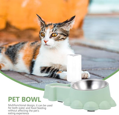 Multifunctional Dog Food Dispenser and Water Container Stainless Steel Automatic Pet Feeder Green for Home Use