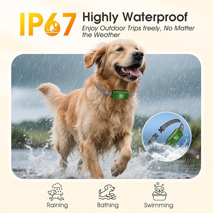 Dog Bark Collar for Large Medium Small Dogs, Effective No-Bark Collar, Smart Barking Collar, Rechargeable Bark Collar with 7 Sensitivity, 3 Modes, Waterproof, Green