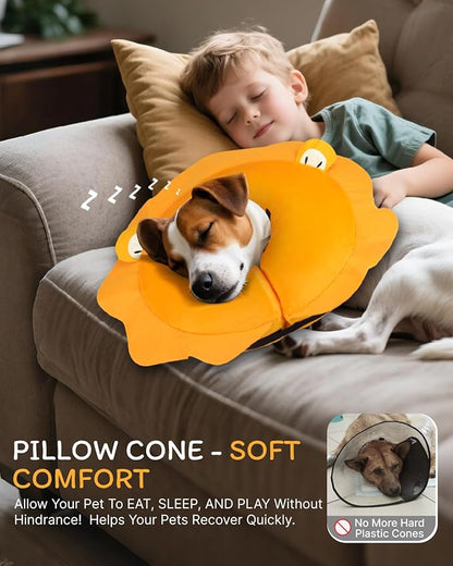 MIDOG Inflatable Dog Cone Collar, Lion Mane Soft Dog Cone Alternative After Surgery with 40% Extra Protection Area Anti-Lick, Adjustable Donut Recovery Collar for Large Medium Small Dogs (Lion, XL)