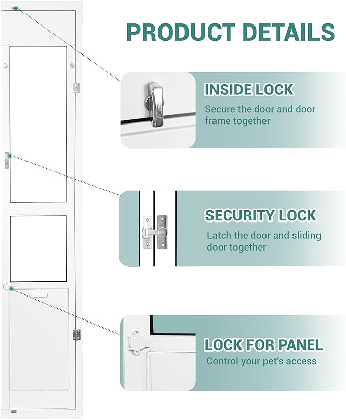 Large Dog Door for Sliding Glass Door - Right Open Amount from Inside - Overall Size: 81 3/4 Inch x 16 1/8 inch, Flap Size: 11.5"(W) x 16.5"(H)
