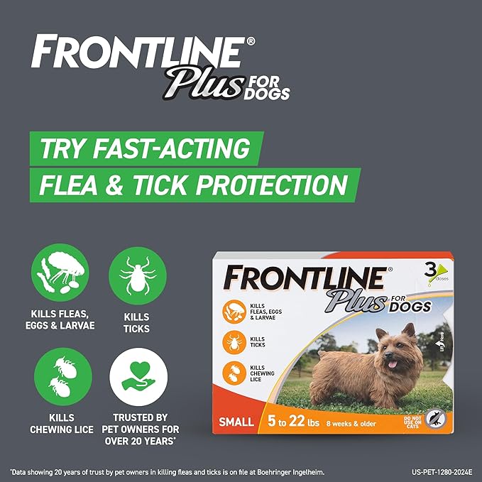 FRONTLINE Gold Flea & Tick Treatment for Small Dogs Up to 5 to 22 lbs., Pack of 3