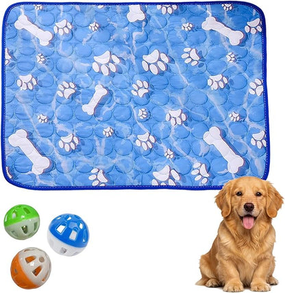 Puppy Pads with Pheromones, Training Pads for Dogs with 3 Random Color Bell Balls, Washable Pee Pads for Dogs, Reusable Puppy Pads with Pheromones, 40 x 30 cm Blue Pet Mat