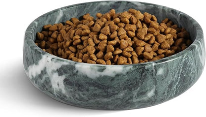 Karibiber Green Marble Dog Bowl, 6lbs Non-Slip,Non-Tipping Heavy Dogs Food Bowl, Large Dog Dish, Weighted Food and Water Bowls for Large Dogs, Natural Marble, Easy to Clean, Holds 6 Cups