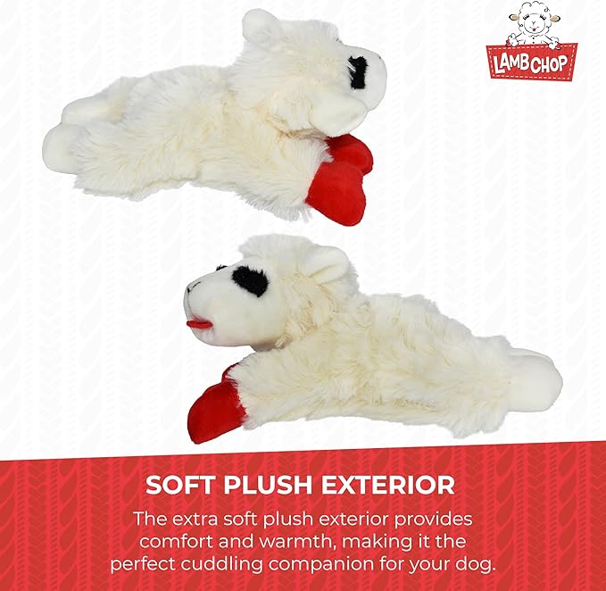 Multipet Lamb Chop Dog Plush Toy - Squeaky Toy for All Dogs - Extra Soft Plush - Stuffed Animal Dog-Toy for Cuddling & Playing - Cute Pet-Toy (6",Cream),(Pack of 2)