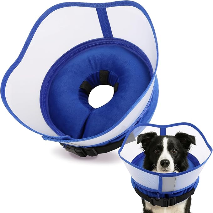 Soft Dog Cone Collar, Inflatable Cones Alternative After Surgery with Anti-Lick Shield, for Large/Medium/Small Dogs to Stop Licking, Elizabethan Neck Ecollars of Shame, Comfy E Pillow Recovery