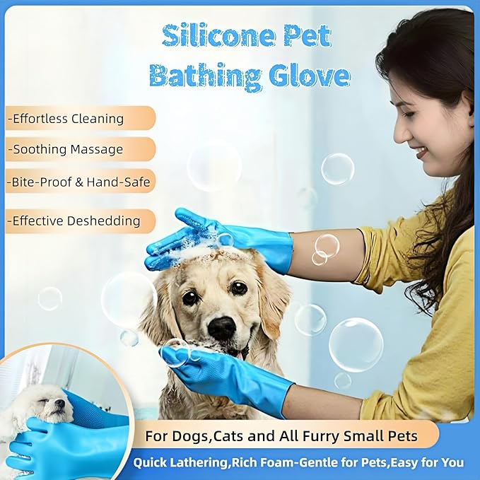 9-in-1 Pet Grooming Kit:Deshedding Brushs,Massage Gloves Brush,Silicone Finger Toothbrushes,Shampoo Bath Brushs,Slicker Brush – Complete Grooming Set for Dogs, Cats, and Small Animals