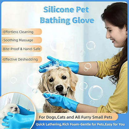 9-in-1 Pet Grooming Kit:Deshedding Brushs,Massage Gloves Brush,Silicone Finger Toothbrushes,Shampoo Bath Brushs,Slicker Brush – Complete Grooming Set for Dogs, Cats, and Small Animals