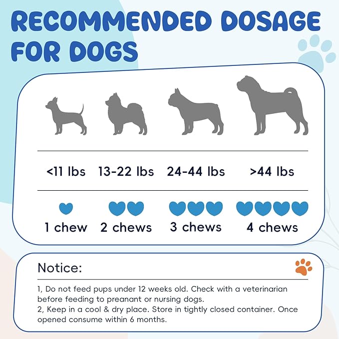 Calming Chews for Dogs: Dog Anxiety Relief Support - to Help Reduce Stress, Sleep Aid for Separation, Barking, Separation, Mental Wellbeing Postbiotic Blend 200 Soft Chews