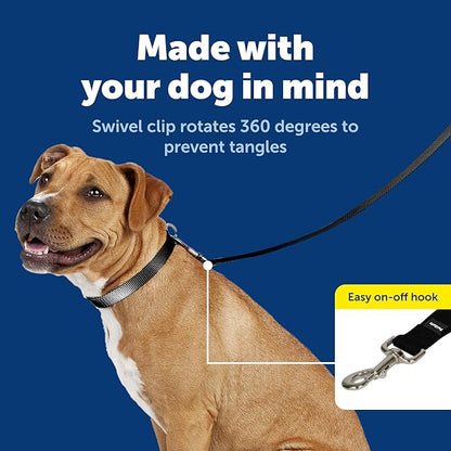 PetSafe Nylon Leash - Chew-Resistant Cat & Dog Behavioral Training Leash - Compatible with Easy-Walk Harness - Traditional-Style Reliable Pet Lead with a Padded Hand Wrap - 3/4" x 4' - Black