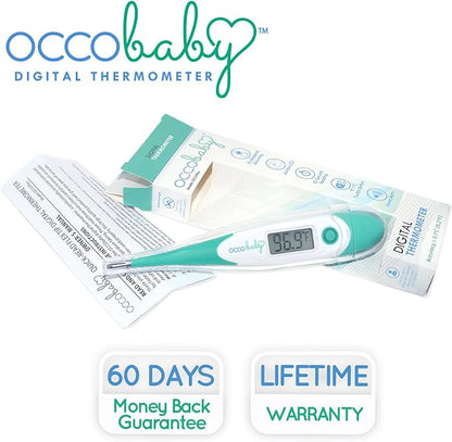 OCCObaby Clinical Digital Baby Thermometer - LCD, Flexible Tip, 10 Second Quick Accurate Fever Read Rectal Oral & Underarm Use - Waterproof Thermometer for Infants & Toddlers