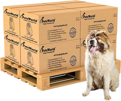 PetsWorld Enormous Dog Pee Pads 37"x54" 800 Count – XXXL Pet Pee Pads for Giant Dogs & Pets, Heavy Duty Leak-Proof Dog Training Pads, Super Absorbent Quick-Dry Potty Pads with Adhesive Tabs