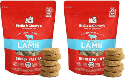 Stella & Chewy's Freeze-Dried Raw Dinner Patties - Dandy Lamb Recipe - High Protein Grain-Free Puppy & Dog Food - Perfect for Picky Eaters - 25 oz,(Pack of 2)