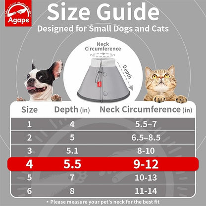 Agape Soft Dog Cone for Small Dogs & Cats, Comfy Dogs Recovery Collar After Surgery, Adjustable E Collar Alternative to Stop Licking, Protective Elizabethan Cones for Pup&Kitty, Comfortable Dog Cones