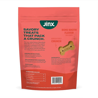 Jinx Oven-Baked Salmon Bone Broth Biscuit Dog Treats - Crunchy, All Natural, Superfood-Rich with High-Protein Salmon, Dog Biscuits for Puppies, Adults & Seniors - 16oz