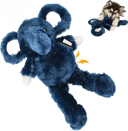 Blue Elephant Plush Squeaky Dog Toy with Bungee Leg Puppy Teething Chew Toy Cute Soft Funny Indoor Outdoor Interactive Stuffed Animal Dog Toy for Small Medium Large Dogs Toy Gift 30.5cm/12.01in