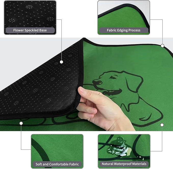 Washable Pee Pads for Dogs Reusable, 4 Pack 18"x24" Training Puppypads Absorbency Non-Slip & Leak-Proof for Pet Whelping Box Playpen Crate Sofa Bed Floors (Green)