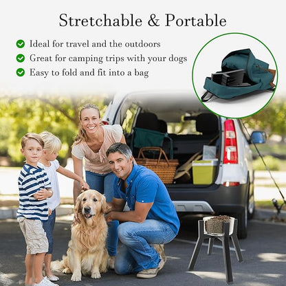 Dog Bowl Stand for Medium & Large Dogs, Adjustable Width 7-10.6" Raised Dog Food Stand, 11 inch Tall Elevated Single Holder, Black (Bowl Not Included)