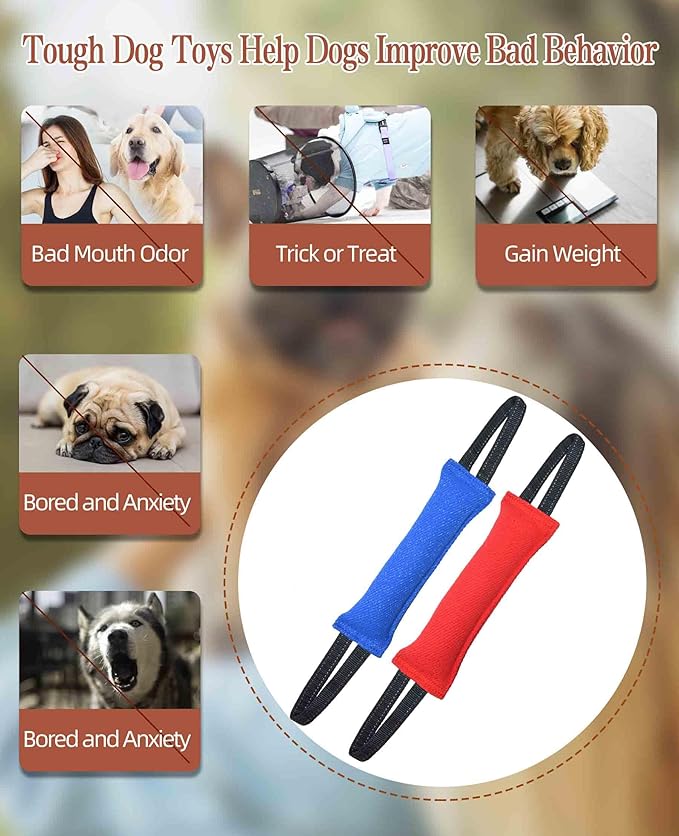 Clysoru Dog Tug Toy Double Pack Tough Jute Bite Pillow Training Equipment Puppy to Large Dogs Interactive
