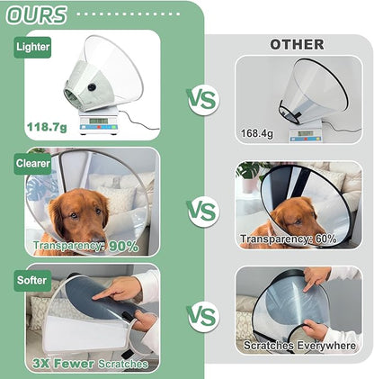 Dog Cone Collar for Recovery: Soft Elizabethan Collar Alternative to Stop Licking, Adjustable Pet Cone for Large, Medium, Small Dogs, for Surgery, Spay, Injury, Skin Treatment