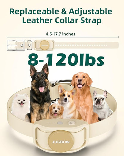 Jugbow Dog Training Collar for 2 Dogs - 4200FT Remote Control with 3 Training Modes, Electric Collar with LED Light & IPX8-Waterproof, Rechargeable E-Collars for Small Medium Large Dogs (Beige)