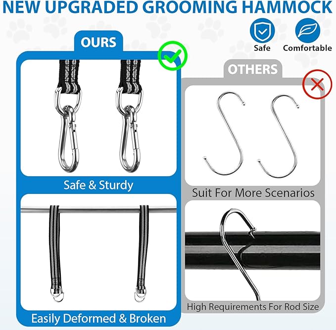 ATESON Pet Dog Grooming Hammock Harness for Medium Dogs Nail Trimming, Dog Sling for Cutting Nails, Dog Hanging Holder Hanger with Nail Clippers, Nail File, Scissors