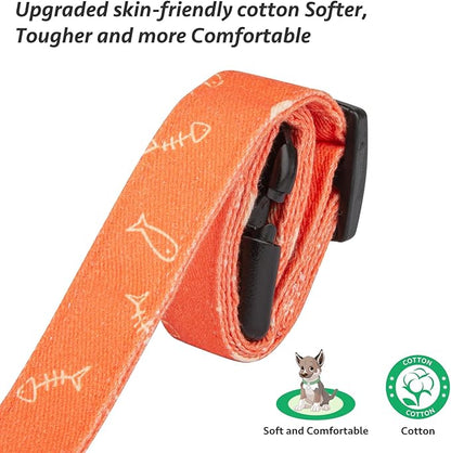 Cotton Handmade Dog Collar Cute and Distinctive Patterns Orange Fish with Pendant for Girl Boy Dogs Collars L