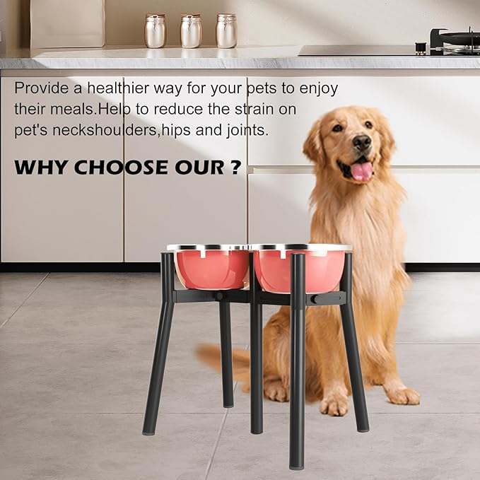 Raised Dog Bowl Stand for Large Dogs, Adjustable Width 7-10.6, 13.7 inch Tall Dog Food Water Stand,Bowl Not Include