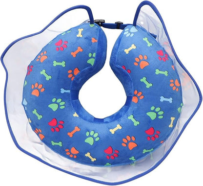 Soft Inflatable Collar to Stop Licking, Adjustable Calming Puppy Collar with Padding, Pet Prevent Scratches Anti Licking Collar for Small Medium Large Dogs (Blue, L)