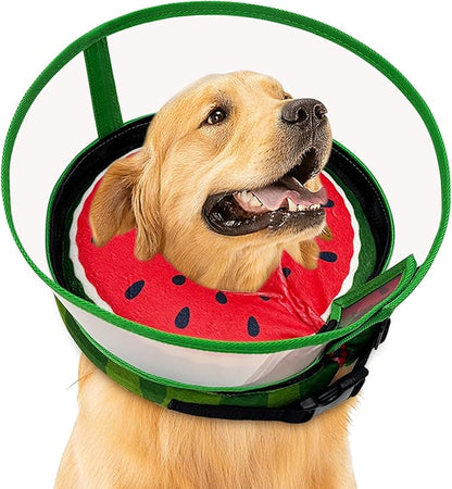 Inflatable Dog Cone Collar with Anti-Licking Clear Shield, Adjustable Elizabethan Collar, Soft Recovery Collar for Dogs, Dog Cones Alternatives for Large Medium Small Dogs & Cats