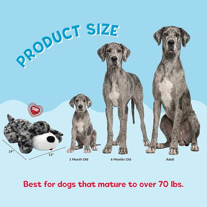 Snuggle Puppy Heartbeat Puppy Toy for Large Breeds, Breed Buddies Collection-Great Dane, Plush Dog Toy with Real-Feel Pulse and Heat Pack for Crate Time, First Nights, and Rest