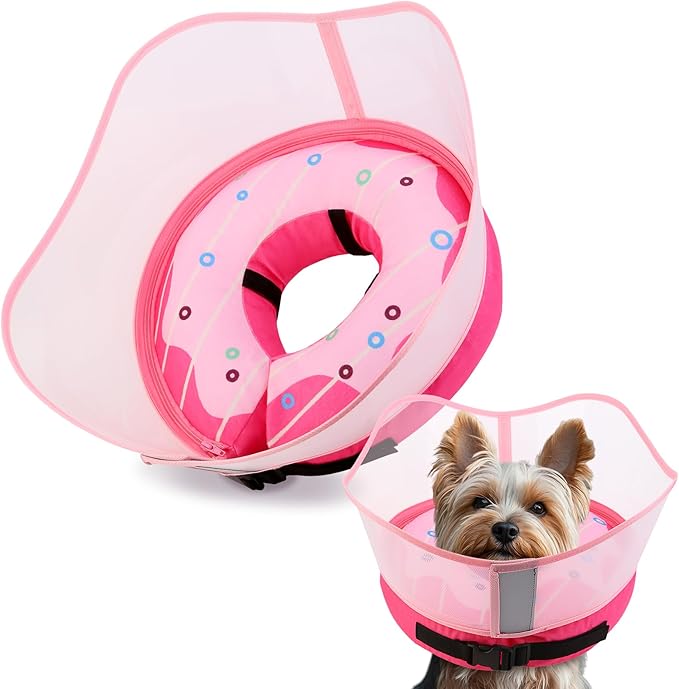 Soft Dog Cone Collar, Inflatable Cones Alternative After Surgery with Anti-Lick Shield, for Large/Medium/Small Dogs to Stop Licking, Elizabethan Neck Ecollars of Shame, Comfy Pillow Recovery, S