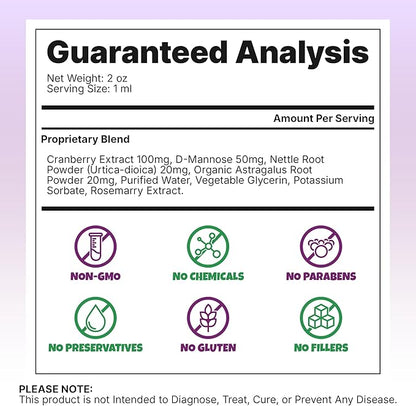 Natural Dog & Cat UTI Treatment with Cranberry & D-Mannose, Bladder, Kidney, Incontinence Support, Healthy Urinary Tract for Dogs, Best Cat Urinary Tract Infection Treatment, Easy-to-Use Drops, 2 oz