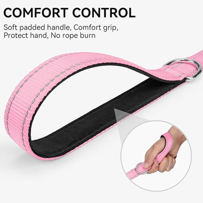 Joytale Dog Leash, 6 FT Double-Sided Reflective, Padded Handle Nylon Heavy Duty Leashes for Small Dogs Walking, Pink