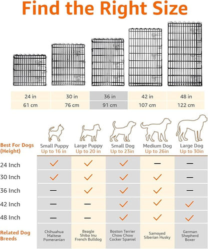 Amazon Basics Foldable Metal Exercise Dog Playpen, Indoor/Outdoor, Single Door, 8 Panels, 36 Inches, Medium, Black