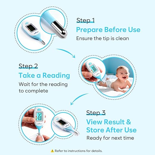 Easy@Home Baby Rectal Thermometer with Fever Indicator, Clear LCD Display for Fast Readings, Soft Flexible Tip for Infant & Newborn Use – EMT-027