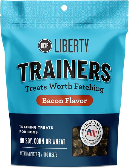 BIXBI Liberty Trainers, Bacon (6 oz, 1 Pouch) - Small Training Treats for Dogs - Low Calorie and Grain Free Dog Treats, Flavorful Pocket Size Healthy and All Natural Dog Treats
