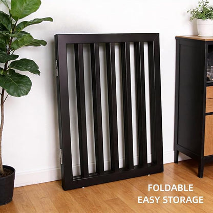 Dog Gate Indoor, Freestanding Dog Fence for The House, Doorways, Hallways,or Stairs,Pet Gate Foldable Wooden,Expandable 24" Height 4 Panels,Black