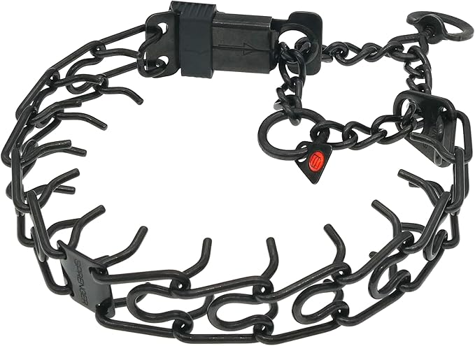 Herm Sprenger Black Stainless Steel Dog Collar with Short Links and Quick Release ClicLock Buckle Made in Germany (20in x 3.0mm (Neck Size up to 16-17in)