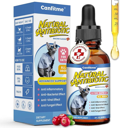 Antibitics for Cats, Cat Antibitics for Infection, Natural Antibitic Pet Supplements, Supports Allergy Itch,Cough Relief,Immune Support -Proper for All Ages & Breeds-Bacon Flavor