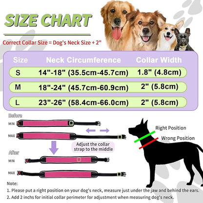 Martingale No Pull Dog Collar for Large Medium Dogs Training Walking, Heavy Duty Nylon Reflective Adjustable Anti Pull Slip Collar with Buckle M Hot Pink