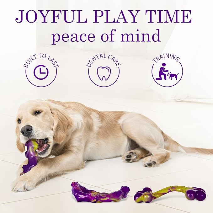 Tough Dog Toys for Aggressive Chewers 3 Pack, Indestructible Dog Toy for Large Dogs, Dog Chew Toys to Keep Them Busy, Dog Bones for 15-100lbs Puppy/Medium/Large Breeds, Interactive Dog Toys