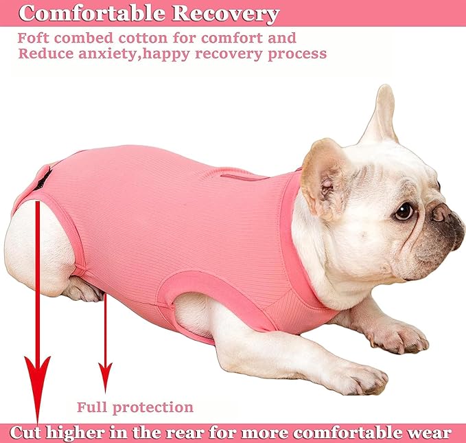 Recovery Suit for Dogs,Dog Cone Alternative Zipper Surgery Suit Female Spay,Soft Dog Surgery Suit for Anti Licking,Breathable Surgical Suit for Dogs Female Spay