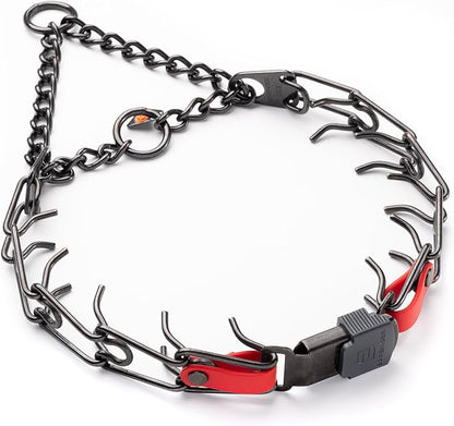 Herm Sprenger Black Stainless Steel Dog Collar with Quick Release ClicLock Buckle O-Ring Biothane Insert Training Collar Made in Germany (Cherry Red, 23in x 3.2mm(Neck Size up to19-20in))