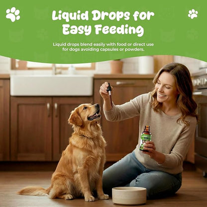 Slippery Elm for Dogs Liquid Drops, Organic Slippery Elm Bark Extract for Digestive & Throat Comfort, Bacon-Flavored Herbal Dog Supplement, 2 fl oz