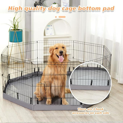 PJYuCien Dog Playpen Bottom Pad, Fits 24 Inch 8 Panels Regular Octagon Metal Exercise Pet Pen, Elastic Buckles Connections, Grey (Note: Fence Not Included)